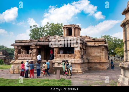 Lad Khan temple in Aihole in Karnataka, India built by the Chalukya Stock Photo