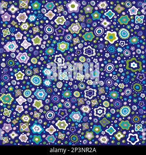 Spring seamless pattern with flowers made of circles and dots Stock Vector