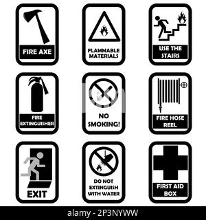 Set of fire warning signs Stock Vector