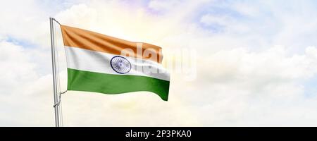 India flag waving on sky background. 3D Rendering Stock Photo - Alamy