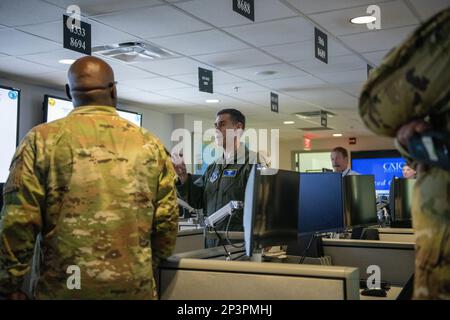 Lt. Gen. Marc H. Sasseville, the 12th Vice Chief of the National Guard Bureau, visits with members of the Florida National Guard, Feb. 10, 2023. The VCNGB is second in charge of the National Guard Bureau, which is a joint activity of the Department of Defense. Stock Photo