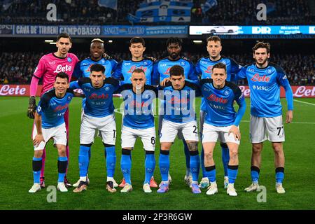 The SSC Napoli team is posing for the photograph before the Serie A match between SSC Napoli and SS Lazio at Stadio Diego Armando Maradona, Naples, It Stock Photo