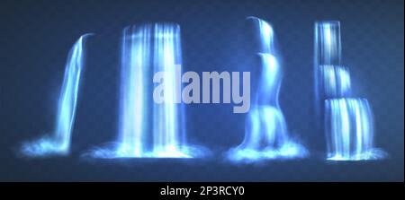 Waterfalls isolated on transparent background. Vector realistic river ...