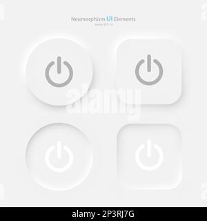 A set of round and square power buttons on a white background. Stock Vector