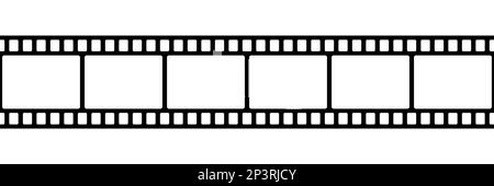 Film strip seamless pattern. Repeated black filmstrip isolated on white background. Element are separated in editable layers. Repeating clipping reel Stock Vector