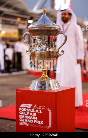 Bahrain Grand Prix trophy during the Formula 1 Gulf Air Bahrain Grand ...