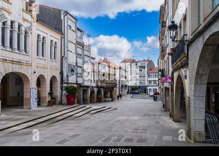 Noia, Galicia, March 1, 2023. Street in the city of Noia, in Galicia, Spain. Stock Photo