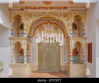 Pushkar temple Parshuram Dwara Mandir entrance door in Rajasthan India Stock Photo