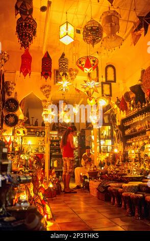 Bazar Kasbah (souvenir shop selling Moroccan handicrafts). In Calle Calderería Nueva 7. Albaicín quarter. Granada, Andalucia, Spain Stock Photo