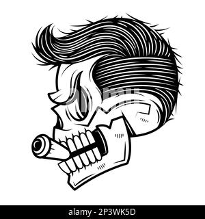 Crossbones death skull, danger or poison flat vector icon for apps and websites Stock Vector