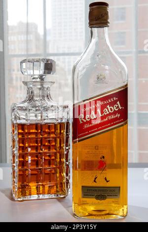 Johnny Walker, red label, blended scotch whiskey is the best selling scotch in the world, 2023, United States Stock Photo