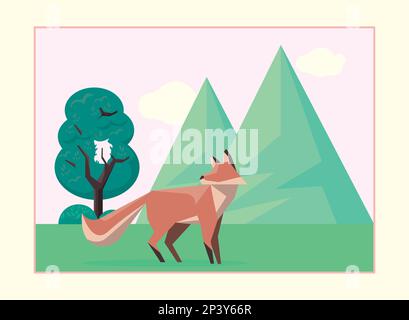fox animal in landscape Stock Vector