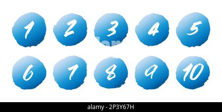 Set of number on a label vector. Number collection. Blue color markers with number from 1 to 10. Vector illustration. Stock Vector