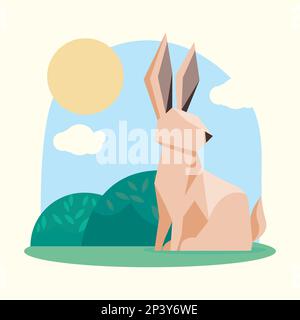rabbit animal in landscape Stock Vector