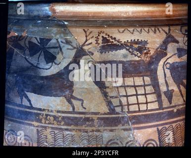 Detail of a vase from the Tossal de San Miguel, Lliria (Valencia), end of 3rd century BC and beginning of 2nd century BC. Stock Photo