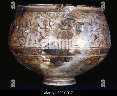 Detail of a vase from the Tossal de San Miguel, Lliria (Valencia), end of 3rd century BC and beginning of 2nd century BC. Stock Photo