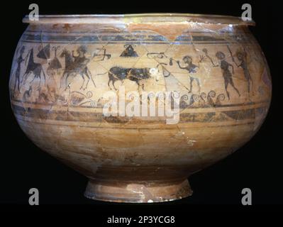 Detail of a vase from the Tossal de San Miguel, Lliria (Valencia), end of 3rd century BC and beginning of 2nd century BC. Stock Photo