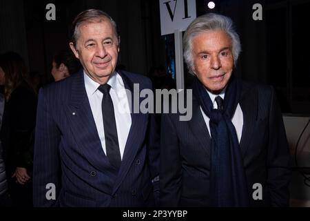 Rachid Mohamed Rachid and Valentino Garavani attend the Valentino  Fall/Winter 2023-2024 ready-to-wear collection presented Sunday, March 5,  2023 in Paris. (Vianney Le Caer/Invision/AP Stock Photo - Alamy