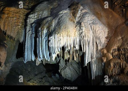 Limestone formations inside natural Belianska Cave (Belianska jaskyňa) in Tatra mountains, Slovakia Stock Photo