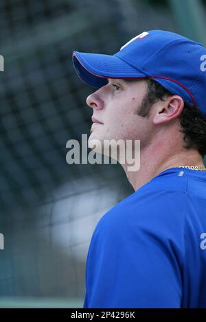 Texas Rangers' Michael Young during batting practice prior to a Major  League Baseball game against the Los Angeles Angels, Tuesday, July 8, 2008,  in Arlington, Texas. (AP Photo/Tony Gutierrez Stock Photo - Alamy