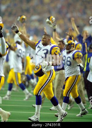 January 30, 2000: St. Louis Rams quarterback Kurt Warner #13 drops back to  pass against the Tennessee Titans in Super Bowl XXXIV (34). The Rams  defeated the Titans by the final score