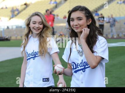 18 June 2014: Danielle Fishel, star of Disney television show Girl Meets  World prior to a Major League Baseball game between the Colorado Rockies  and the Los Angeles Dodgers at Dodger Stadium