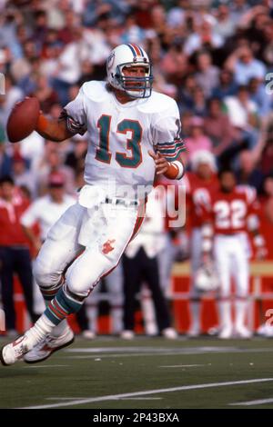 Quarterback Dan Marino of the Miami Dolphins drops back to pass