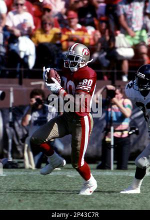 Wide Receiver Jerry Rice #80 of the San Francisco 49ers warms-up on the  sidelines.Circa the 1980's. (Icon Sportswire via AP Images Stock Photo -  Alamy