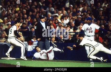 New York Mets Wally Backman at bat in the third inning of game two of an  MLB World Series baseball game against the Boston Red Sox at Shea Stadium  on Sunday, Oct.