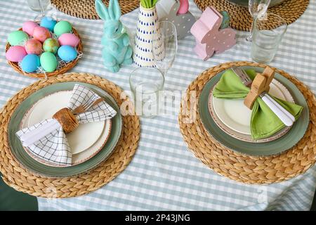 Festive table serving for Easter celebration Stock Photo