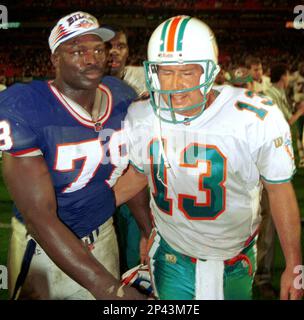 Buffalo Bills Bruce Smith, (78), gets a hand on a pass by Houston