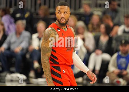 Orlando, Florida, USA, March 5, 2023, Portland Trail Blazers guard Damian Lillard #0 during the first half at the Amway Center. (Photo Credit: Marty Jean-Louis/Alamy Live News Stock Photo