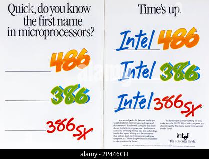 Intel advert in a Natgeo magazine May 1991 Stock Photo