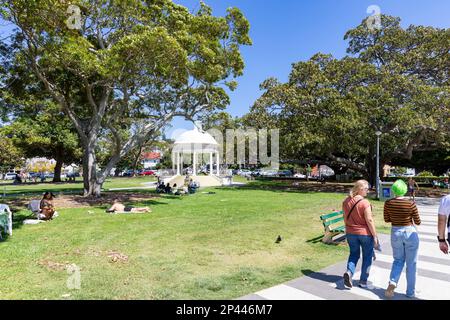 Balmoral Beach reserve and bandstand rotunda in Hunter Park, 2023 sunny blue sky day,Sydney,NSW,Australia Stock Photo