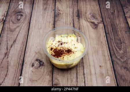 Tiramisu is a cold cake that is layered. There is no single recipe for its preparation, but variants based on a series of base ingredients that can be Stock Photo