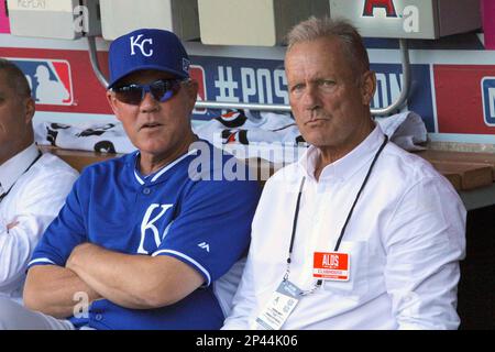 Los Angeles baseball player Brett Butler watches as teammates give high  fives at home plate -- Please credit photographer Kirk Schlea Stock Photo -  Alamy