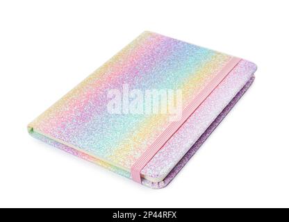 New stylish planner with hard cover isolated on white Stock Photo