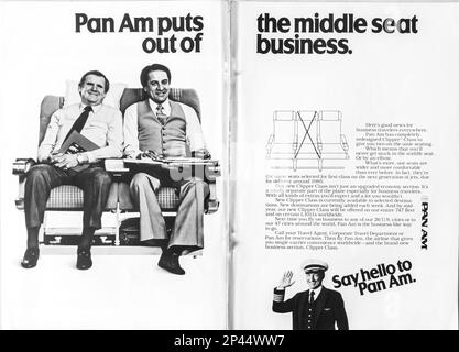 PanAm. Pan American Airlines advert in a Natgeo magazine June 1981 Stock Photo