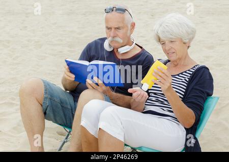 happy older couple on the sea Stock Photo