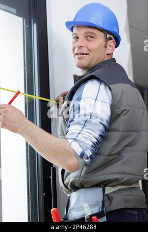 process of installing plastic windows Stock Photo