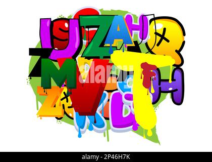 Abstract Graffiti background. Modern street art created with Letters. Wallpaper performed in urban painting style on white. Stock Vector