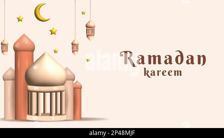 ramadan kareem vector background. holy ramadan month in Islam. 3d ramadan kareem banner Stock Vector
