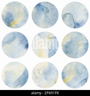 Watercolor gray marble vector circle background texture. Stock Vector