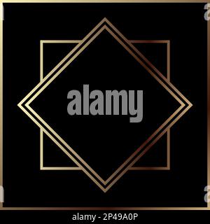 Art deco golden geometric metal frame border retro vintage sample background vector. Stock Vector
