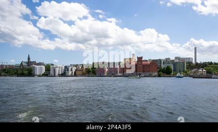 View of Saltsjökvarn, a former mill industry facility in the area of Danviken in the Nacka municipality of Stockholm, Sweden Stock Photo