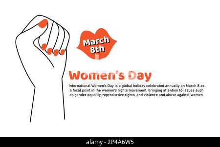 International Women's Day March 8th - a global holiday celebrated annually, women's rights movement reproductive rights, vector flyer brochure design Stock Vector