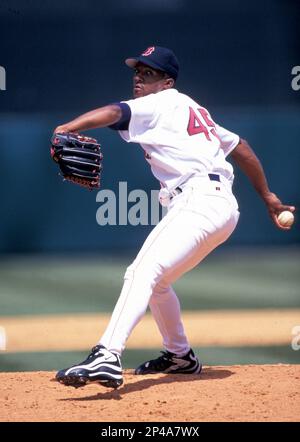 Boston Red Sox Pedro Martinez (45) during a game from his 1998 season  against the New York Yankees. Pedro Martinez played for 18 years with 5  different and was a 8-time All-Star