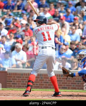 Chicago Cubs shortstop Addison Russell (27) rounds the bases after hitting  a grand slam in the thi…