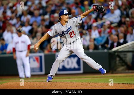 Zack Greinke of the Los Angeles Dodgers poses for a portrait during