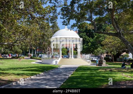 Balmoral Beach reserve and bandstand rotunda in Hunter Park, 2023 sunny blue sky day,Sydney,NSW,Australia Stock Photo